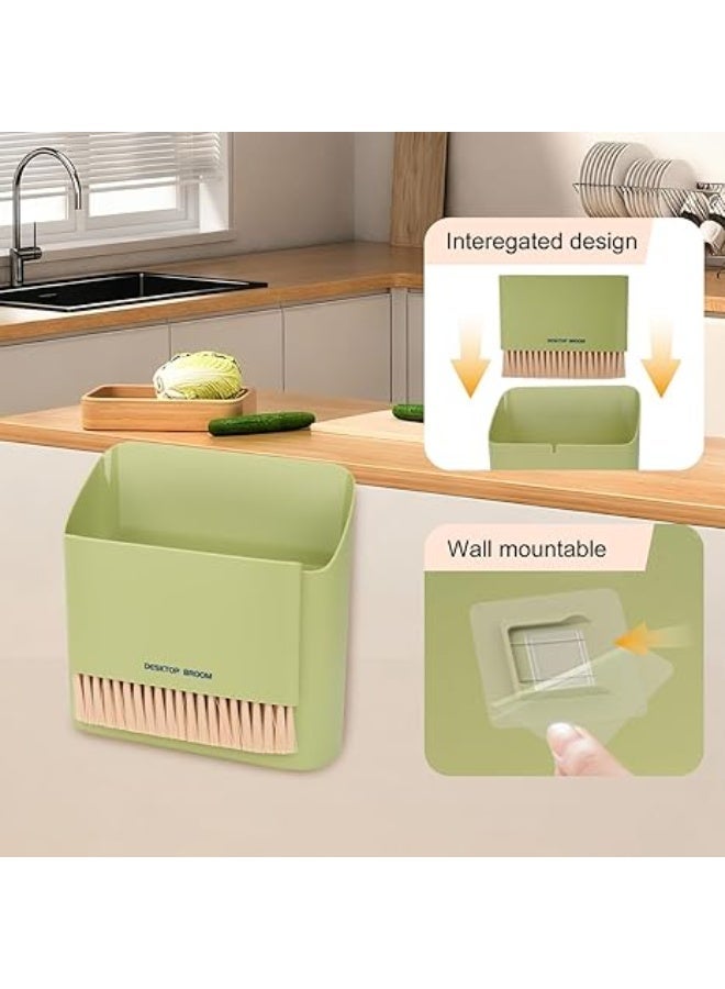 Small Broom and Dustpan Set, Soft Bristle Whisk Dust Pan and Brush Set, Mini Hanging Wall Mounted Trash Can, for Cleaning Desktops, Keyboard, Drawer, Sofa - Image 4